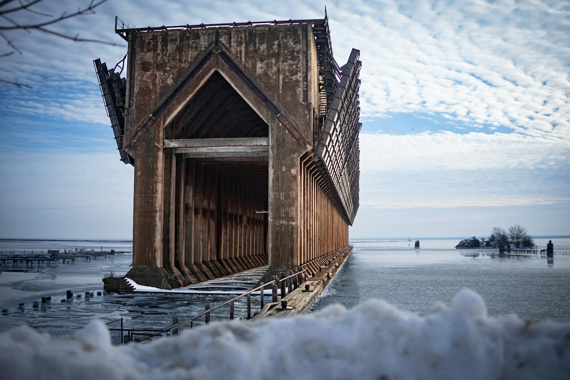 a pier in winter